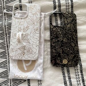 Apple 12 Pro Max - Loopy Case Floral Phone Case Set - Black and White